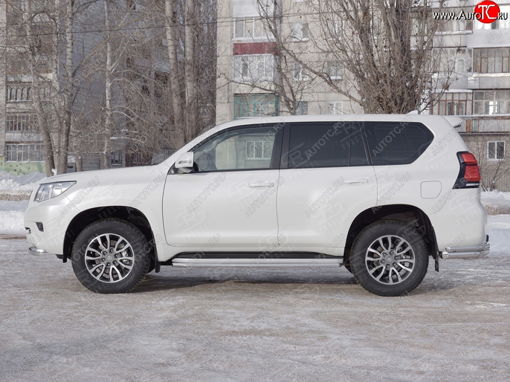 15 999 р. Защита порогов (Ø42 мм, нержавейка) SLITKOFF Toyota Land Cruiser Prado J150 2-ой рестайлинг (2017-2020)  с доставкой в г. Тольятти