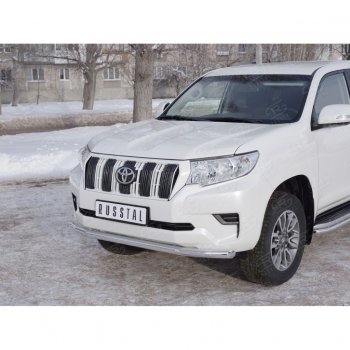 18 399 р. Защита переднего бампера (Ø63 мм, нержавейка) SLITKOFF Toyota Land Cruiser Prado J150 2-ой рестайлинг (2017-2020)  с доставкой в г. Тольятти. Увеличить фотографию 2