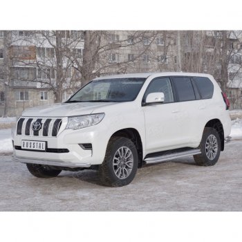 18 399 р. Защита переднего бампера (Ø63 мм, нержавейка) SLITKOFF Toyota Land Cruiser Prado J150 2-ой рестайлинг (2017-2020)  с доставкой в г. Тольятти. Увеличить фотографию 3