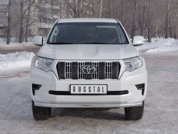 Защита переднего бампера (Ø63 мм, нержавейка) SLITKOFF Toyota Land Cruiser Prado J150 2-ой рестайлинг (2017-2020)