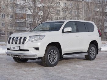 30 999 р. Защита переднего бампера (Ø63 мм c зубами Ø42, нержавейка) SLITKOFF Toyota Land Cruiser Prado J150 2-ой рестайлинг (2017-2020)  с доставкой в г. Тольятти. Увеличить фотографию 4