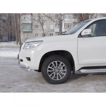 26 499 р. Защита переднего бампера (Ø63 мм с углами, нержавейка) SLITKOFF Toyota Land Cruiser Prado J150 2-ой рестайлинг (2017-2020)  с доставкой в г. Тольятти. Увеличить фотографию 2