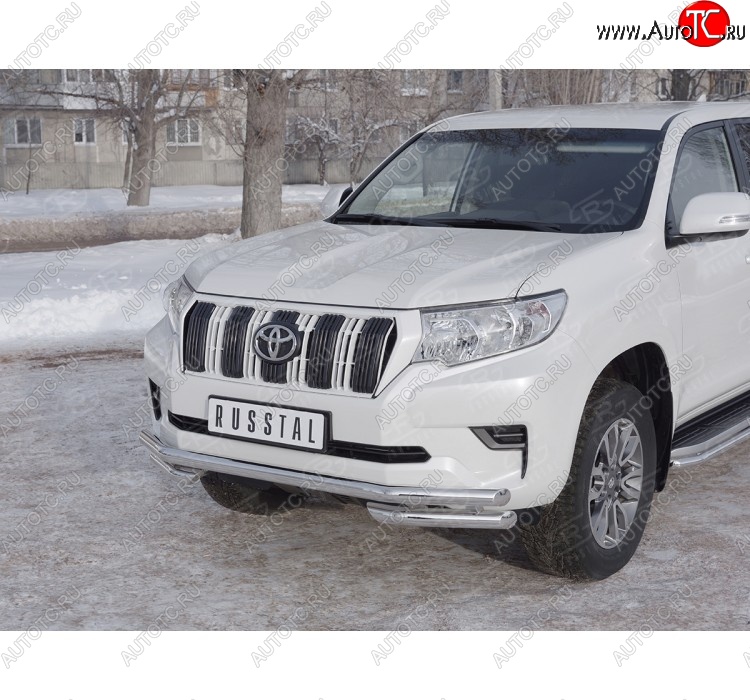 26 499 р. Защита переднего бампера (Ø63 мм с углами, нержавейка) SLITKOFF Toyota Land Cruiser Prado J150 2-ой рестайлинг (2017-2020)  с доставкой в г. Тольятти