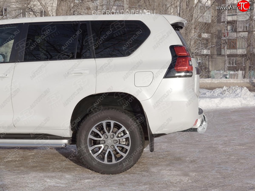 17 399 р. Защита заднего бампера (Ø76 мм, нержавейка) SLITKOFF Toyota Land Cruiser Prado J150 2-ой рестайлинг (2017-2020)  с доставкой в г. Тольятти