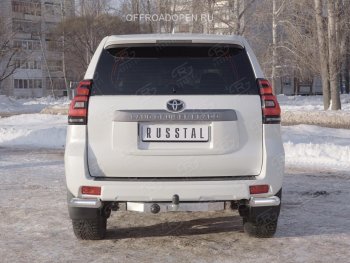 10 999 р. Защита заднего бампера (Ø76 мм уголки, нержавейка) SLITKOFF Toyota Land Cruiser Prado J150 2-ой рестайлинг (2017-2020)  с доставкой в г. Тольятти. Увеличить фотографию 2