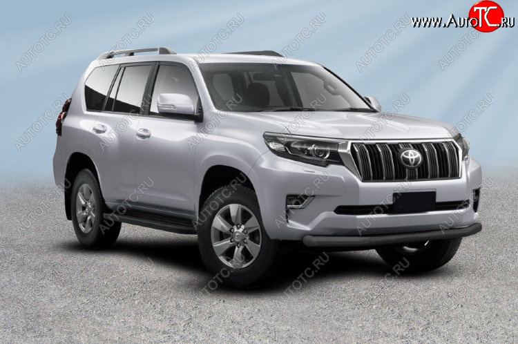 11 299 р. Защита переднего бампера Slitkoff (Ø мм). Toyota Land Cruiser Prado J150 2-ой рестайлинг (2017-2020) (Сталь с полимерным покрытием. Цвет: черный)  с доставкой в г. Тольятти