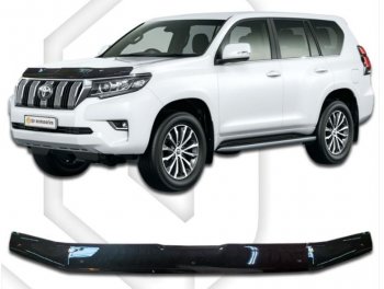 2 199 р. Дефлектор капота CA-Plastic Toyota Land Cruiser Prado J150 2-ой рестайлинг (2017-2020) (Classic черный, Без надписи)  с доставкой в г. Тольятти. Увеличить фотографию 1