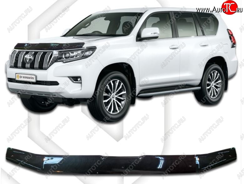 2 199 р. Дефлектор капота CA-Plastic Toyota Land Cruiser Prado J150 2-ой рестайлинг (2017-2020) (Classic черный, Без надписи)  с доставкой в г. Тольятти