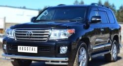 23 799 р. Защита переднего бампера (2 трубы Ø76 и 42 мм, нержавейка) SLITKOFF Toyota Land Cruiser 200 1-ый рестайлинг (2012-2015)  с доставкой в г. Тольятти. Увеличить фотографию 2