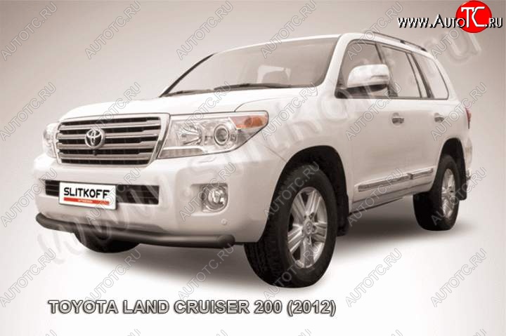 9 999 р. Защита переднего бампер Slitkoff Toyota Land Cruiser 200 1-ый рестайлинг (2012-2015) (Цвет: серебристый)  с доставкой в г. Тольятти