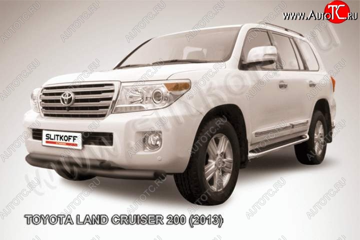 14 949 р. Защита переднего бампер Slitkoff Toyota Land Cruiser 200 1-ый рестайлинг (2012-2015) (Цвет: серебристый)  с доставкой в г. Тольятти