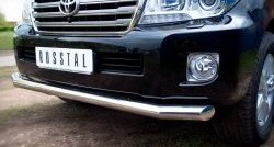 Одинарная удлинённая защита переднего бампера диаметром 76 мм SLITKOFF Toyota Land Cruiser 200 1-ый рестайлинг (2012-2015)