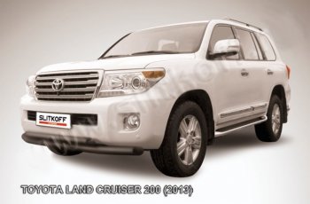 21 349 р. Защита переднего бампера Slitkoff (Ø76 и 57 мм) Toyota Land Cruiser 200 1-ый рестайлинг (2012-2015) (Нержавейка полированная)  с доставкой в г. Тольятти. Увеличить фотографию 2