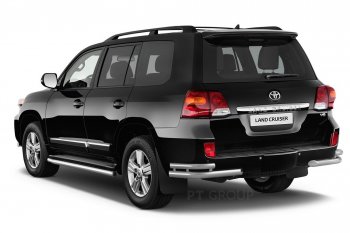 20 949 р. Защита порогов из трубы Ø51 Petroil Tuning Toyota Land Cruiser 200 2-ой рестайлинг (2015-2021) (Нержавеющая полированная сталь)  с доставкой в г. Тольятти. Увеличить фотографию 2