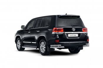 30 999 р. Защита порогов из трубы Ø63 Petroil Tuning Toyota Land Cruiser 200 2-ой рестайлинг (2015-2021) (Нержавеющая полированная сталь)  с доставкой в г. Тольятти. Увеличить фотографию 2