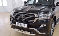 26 499 р. Защита переднего бампера (Ø63 мм с надписью, нержавейка) SLITKOFF Toyota Land Cruiser 200 2-ой рестайлинг (2015-2021)  с доставкой в г. Тольятти. Увеличить фотографию 3