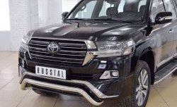 21 599 р. Защита переднего бампера (Ø63 мм волна, нержавейка) SLITKOFF Toyota Land Cruiser 200 2-ой рестайлинг (2015-2021)  с доставкой в г. Тольятти. Увеличить фотографию 3