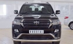 Защита переднего бампера из трубы диаметром 76 мм SLITKOFF (длинная) Toyota Land Cruiser 200 2-ой рестайлинг (2015-2021)