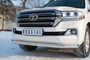 Одинарная защита переднего бампера диаметром 63 мм SLITKOFF Toyota Land Cruiser 200 2-ой рестайлинг (2015-2021)