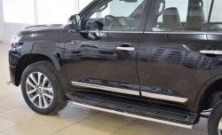 16 499 р. Защита порогов из круглой трубы диаметром 42 мм SLITKOFF Toyota Land Cruiser 200 2-ой рестайлинг (2015-2021)  с доставкой в г. Тольятти. Увеличить фотографию 4