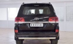 Защита заднего бампера (Ø76 мм дуга, нержавейка) SLITKOFF Toyota Land Cruiser 200 2-ой рестайлинг (2015-2021)