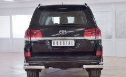 Защита заднего бампера (2 трубы Ø76х42 мм, нержавейка) SLITKOFF Toyota Land Cruiser 200 2-ой рестайлинг (2015-2021)