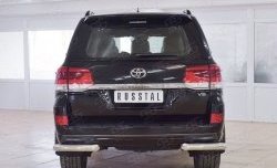 Защита заднего бампера (Ø76 мм уголки, нержавейка) SLITKOFF Toyota Land Cruiser 200 2-ой рестайлинг (2015-2021)