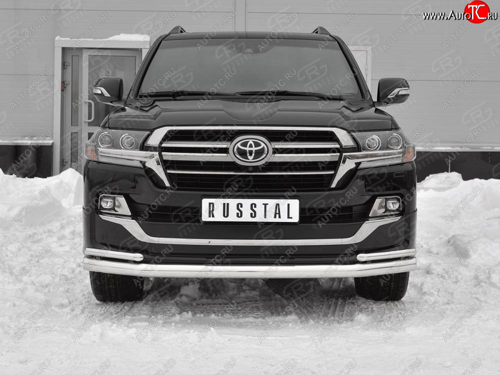 25 499 р. Защита переднего бампера (2 трубы Ø 76 и 42 мм, нержавейка, EXECUTIVE LOUNGE) Toyota Land Cruiser 200 2-ой рестайлинг (2015-2021)  с доставкой в г. Тольятти