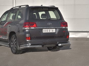 Защита заднего бампера (2 трубы Ø76 и 42 мм уголки, нержавейка) Russta Toyota (Тойота) Land Cruiser (Лэнд)  200 (2015-2021) 200 2-ой рестайлинг