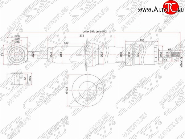 4 199 р. Амортизатор передний SAT (установка на левую или правую сторону) Toyota Land Cruiser 200 дорестайлинг (2007-2012)  с доставкой в г. Тольятти