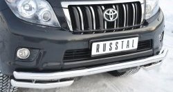 23 949 р. Защита переднего бампера (Ø63 мм с углами, нержавейка) SLITKOFF Toyota Land Cruiser Prado J150 дорестайлинг (2009-2013)  с доставкой в г. Тольятти. Увеличить фотографию 2