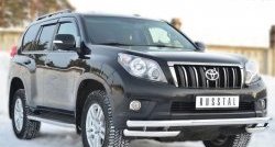 23 949 р. Защита переднего бампера (Ø63 мм с углами, нержавейка) SLITKOFF Toyota Land Cruiser Prado J150 дорестайлинг (2009-2013)  с доставкой в г. Тольятти. Увеличить фотографию 4