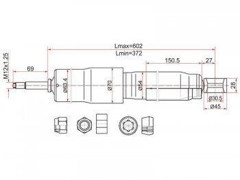 Амортизатор задний LH=RH SAT Toyota Land Cruiser 80 (1989-1997)