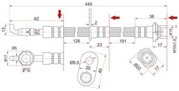 Тормозной шланг SAT (передний, правый) Toyota Town Ace 3 (1996-2008)