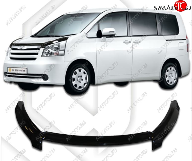 2 599 р. Дефлектор капота CA-Plastiс exclusive Toyota Noah 2 дорестайлинг (2007-2010) (Classic черный, Без надписи)  с доставкой в г. Тольятти