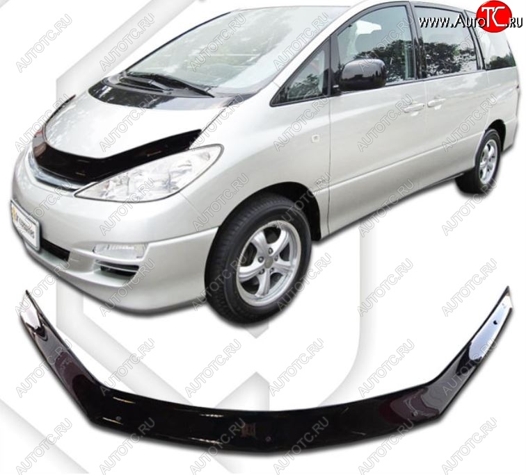 2 049 р. Дефлектор капота CA-Plastiс  Toyota Previa  2 (2000-2006) (Classic черный, Без надписи)  с доставкой в г. Тольятти