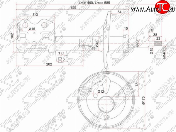 3 699 р. Правый амортизатор передний SAT Toyota Prius XW20 дорестайлинг (2003-2005)  с доставкой в г. Тольятти