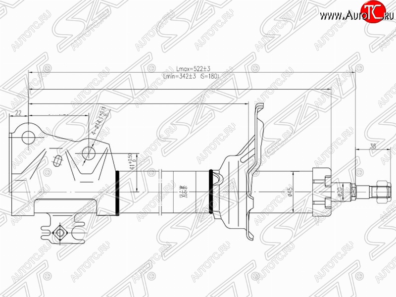 3 599 р. Амортизатор передний SAT (установка на левую или правую сторону) Toyota Raum (2003-2011)  с доставкой в г. Тольятти