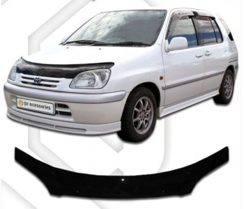 2 199 р. Дефлектор капота CA-Plastiс  Toyota Raum (1997-2003) (серия Classic черный, Без надписи)  с доставкой в г. Тольятти. Увеличить фотографию 2