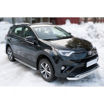 25 449 р. Пороги труба d42 с листом (Лист алюм,проф.сталь)(v2) SLITKOFF Toyota RAV4 XA40 5 дв. рестайлинг (2015-2019)  с доставкой в г. Тольятти. Увеличить фотографию 4