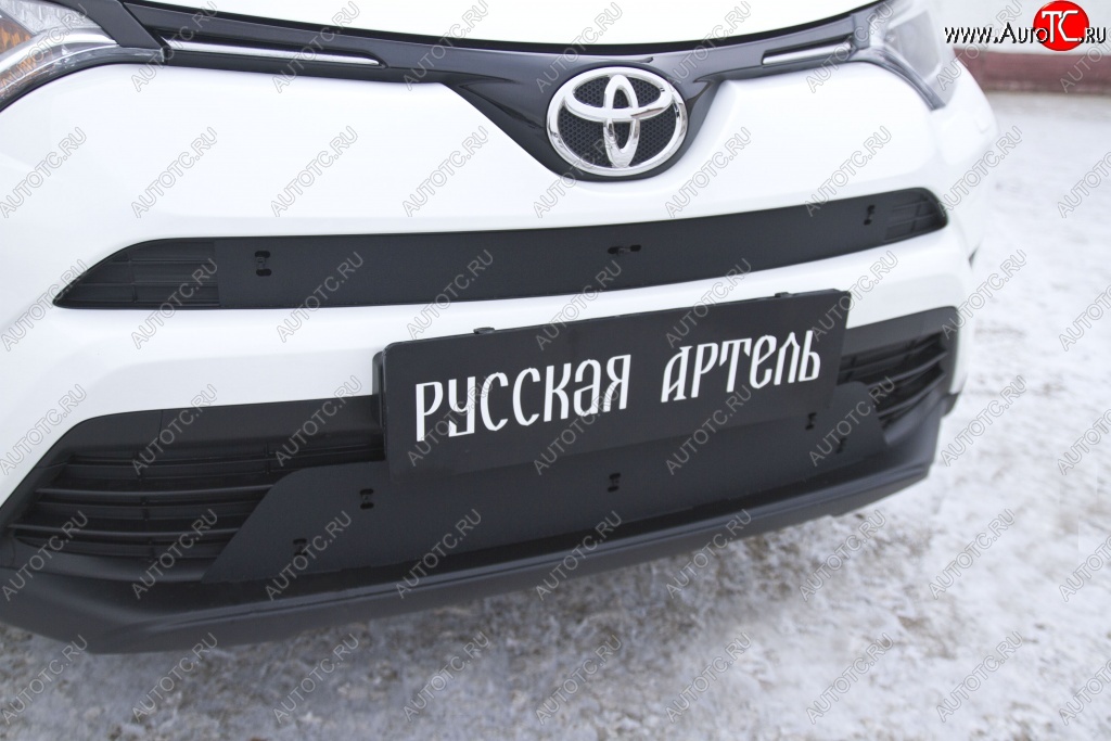 1 439 р. Зимняя заглушка решетки переднего бампера РА Toyota RAV4 XA40 5 дв. рестайлинг (2015-2019)  с доставкой в г. Тольятти