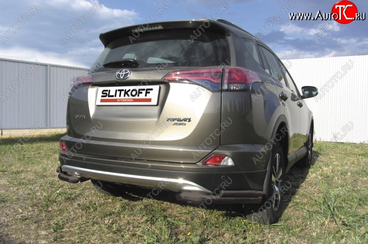 6 849 р. Уголки d57+d42 двойные Toyota RAV4 XA40 5 дв. рестайлинг (2015-2019) (Цвет: серебристый)  с доставкой в г. Тольятти