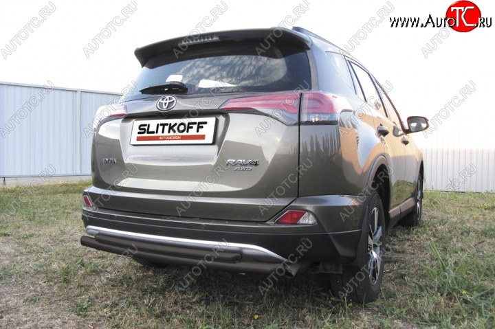 8 599 р. Защита задняя Slitkoff Toyota RAV4 XA40 5 дв. рестайлинг (2015-2019) (Цвет: серебристый)  с доставкой в г. Тольятти