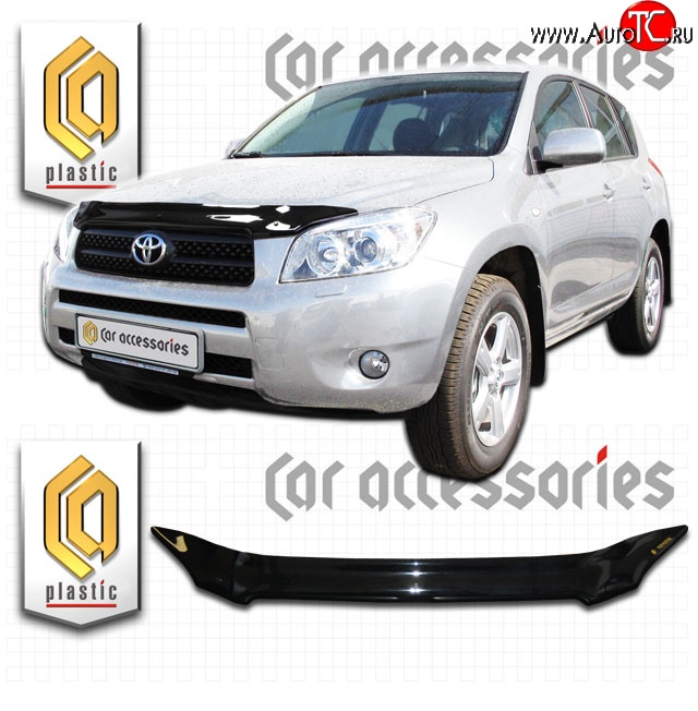 2 049 р. Дефлектор капота CA-Plastic  Toyota RAV4  XA305 (2005-2009) 5 дв. дорестайлинг (Classic черный, Без надписи)  с доставкой в г. Тольятти