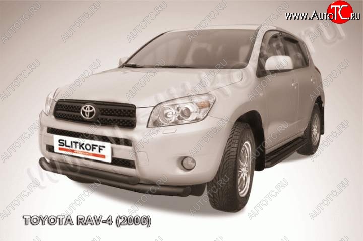 9 999 р. Защита переднего бампер Slitkoff Toyota RAV4 XA305 5 дв. дорестайлинг (2005-2009) (Цвет: серебристый)  с доставкой в г. Тольятти