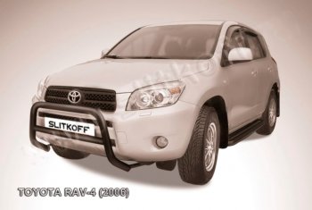 18 999 р. Защита переднего бампера Slitkoff (Ø57 мм, низкая) Toyota RAV4 XA305 5 дв. дорестайлинг (2005-2009) (Нержавейка полированная)  с доставкой в г. Тольятти. Увеличить фотографию 2