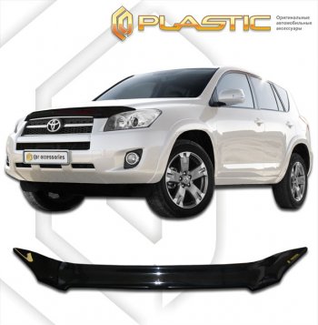 2 049 р. Дефлектор капота CA Plastic  Toyota RAV4  XA30 (2008-2010) 5 дв. 1-ый рестайлинг, 5 дв. удлиненный 1-ый рестайлинг (серия Classic черный, Без надписи)  с доставкой в г. Тольятти. Увеличить фотографию 2