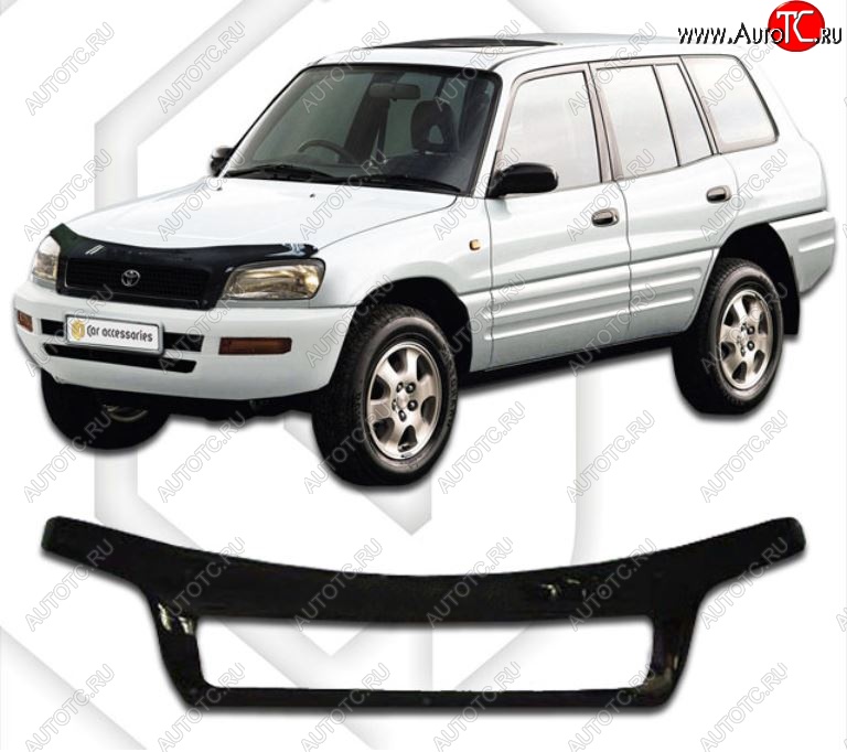 2 459 р. Дефлектор капота CA-Plastiс  Toyota RAV4  XA10 (1994-2000) 5 дв. дорестайлинг, 5 дв. рестайлинг (Classic черный, Без надписи)  с доставкой в г. Тольятти