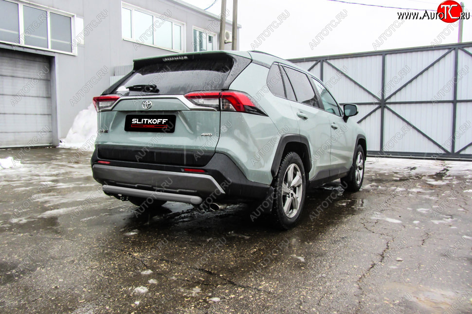 6 399 р. Защита заднего бампера Slitkoff (Ø57 мм)  Toyota RAV4  XA50 (2018-2025) 5 дв. дорестайлинг (Сталь с полимерным покрытием в цвет: серебристый)  с доставкой в г. Тольятти