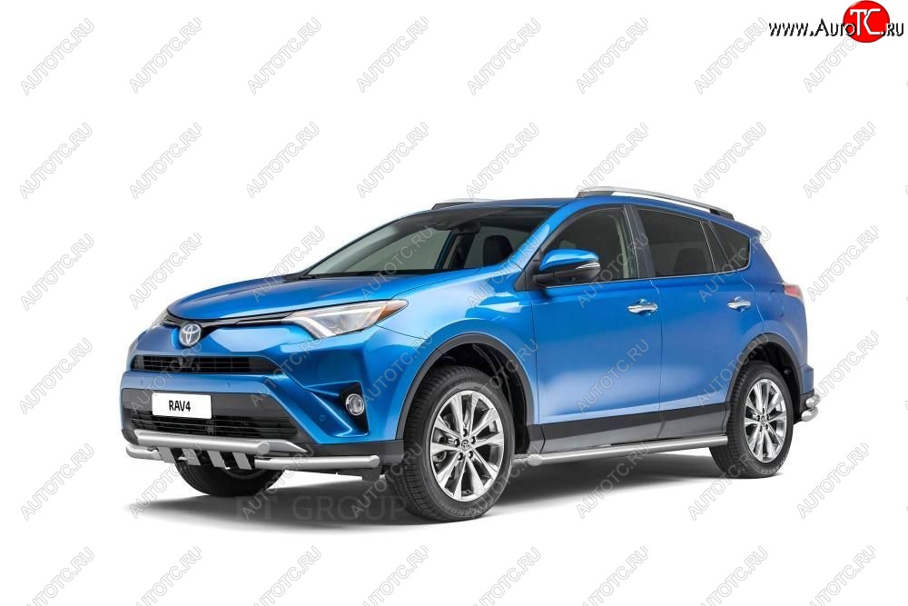 25 999 р. Защита порогов из трубы Ø63 Petroil Tuning Toyota RAV4 XA40 5 дв. рестайлинг (2015-2019) (Нержавеющая полированная сталь)  с доставкой в г. Тольятти